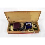 Four 9ct gold studs, in leather box, assorted cufflinks, a gilt metal seal,