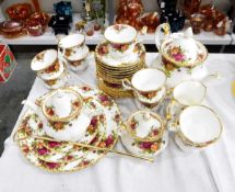 Royal Albert 'Old Country Roses' part tea service comprising graduated pair of teapots, sugar bowl,