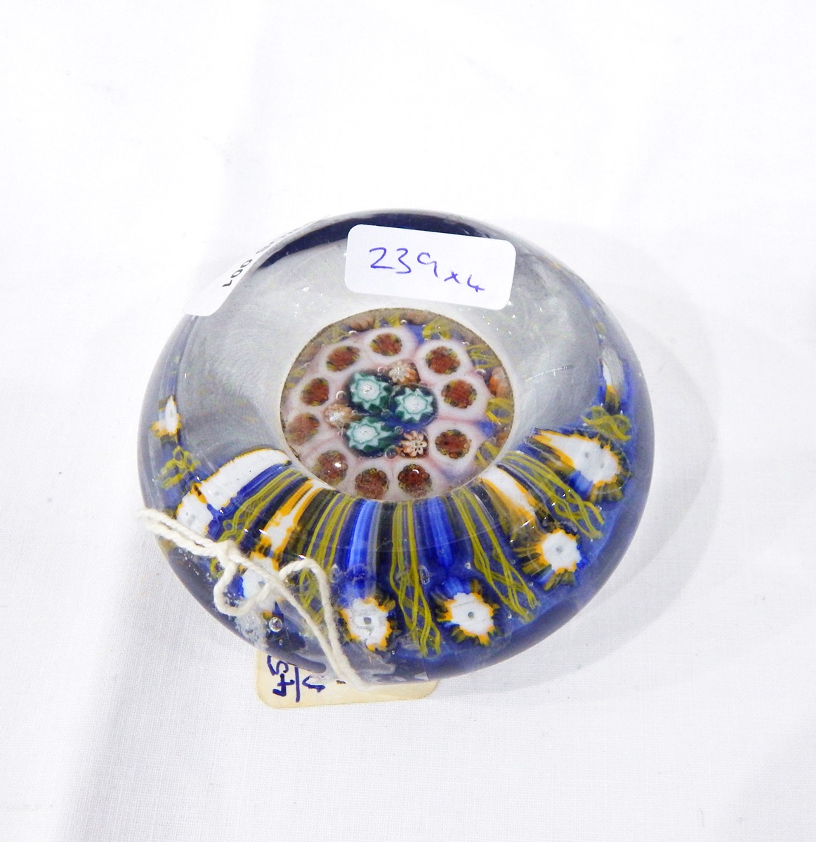 Selkirk glass paperweight, 'Marbrie Blue', titled, numbered 54/450 and dated 1979, with paper label, - Image 3 of 5