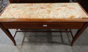 Edwardian mahogany and line inlaid box seat duet stool