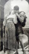 19th century photogravure Pair lovers in Grecian dress,