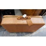 Leather zipped suitcase,