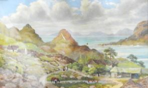 19th century school Two oils on canvas Pack animals on coastal pathways in coastal landscape,