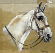 Marjorie Cox Two pastel drawings Portraits of horses, 'Pilbeam', 43cm x 50cm and 'Cobweb',