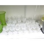 Suite of table glass comprising six large wine glasses and six small wine glasses,