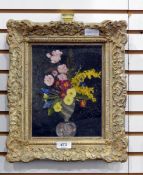 Late 19th/early 20th century school Oil on canvas Still life of spring flowers in baluster-shaped