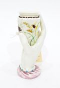 Victorian Royal Worcester conical-shaped vase, handpainted with butterflies and grasses,