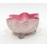 Stevens & Williams 'Osiris' pattern bowl with serrated rim, pink interior and pink,