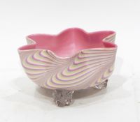 Stevens & Williams 'Osiris' pattern bowl with serrated rim, pink interior and pink,