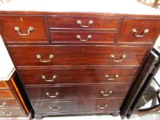 Early 20th century mahogany chest of drawers having an arrangement of four small drawers over four