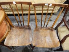 Pair of stickback kitchen chairs with elm seats (2)