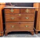 Georgian mahogany chest of drawers with moulded edge top, two short and two long graduated drawers,