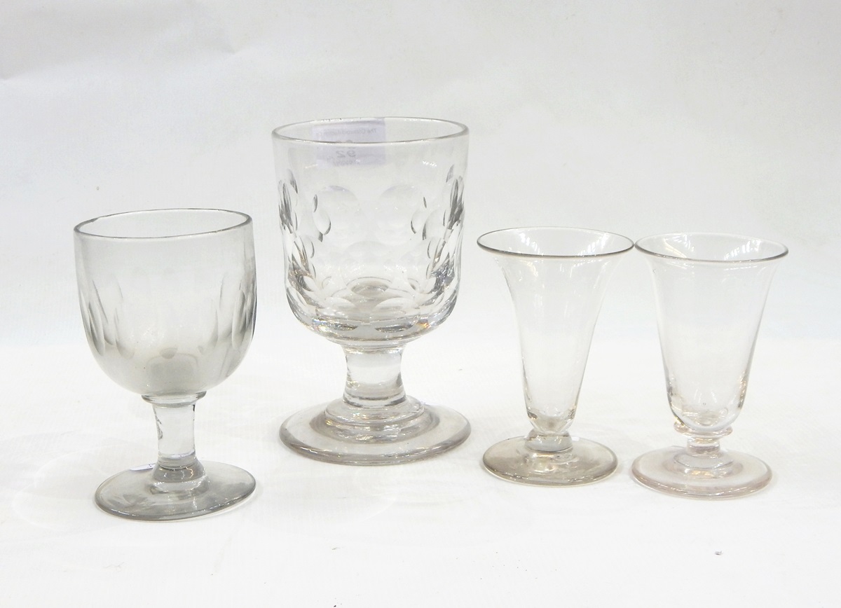 19th century thumb-cut glass rummer, another rummer, - Image 3 of 3