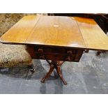 19th century mahogany work table fitted two drawers,