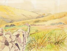 Pair watercolours depicting hill scenes (2)