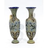 Pair of Doulton Lambeth stoneware vases modelled by E Aitkin,
