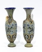 Pair of Doulton Lambeth stoneware vases modelled by E Aitkin,