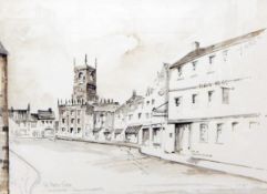 Jago Stone Pen and wash Street scene, 'The Market Place, Cirencester',