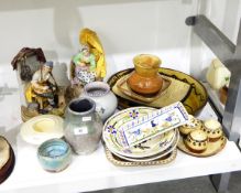 Quantity of various ceramics to include a pair of continental figures, studio pottery,