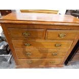 Late Victorian chest of drawers with two short and three long graduated drawers,