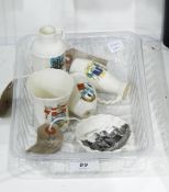 Quantity of crestedware, predominantly Goss vessels to include dish of Peel Castle, Isle of Man,