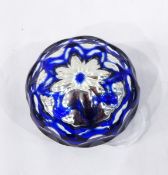 19th century mercury glass paperweight, of faceted circular design,