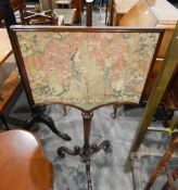 Polescreen with woolwork embroidered panel,