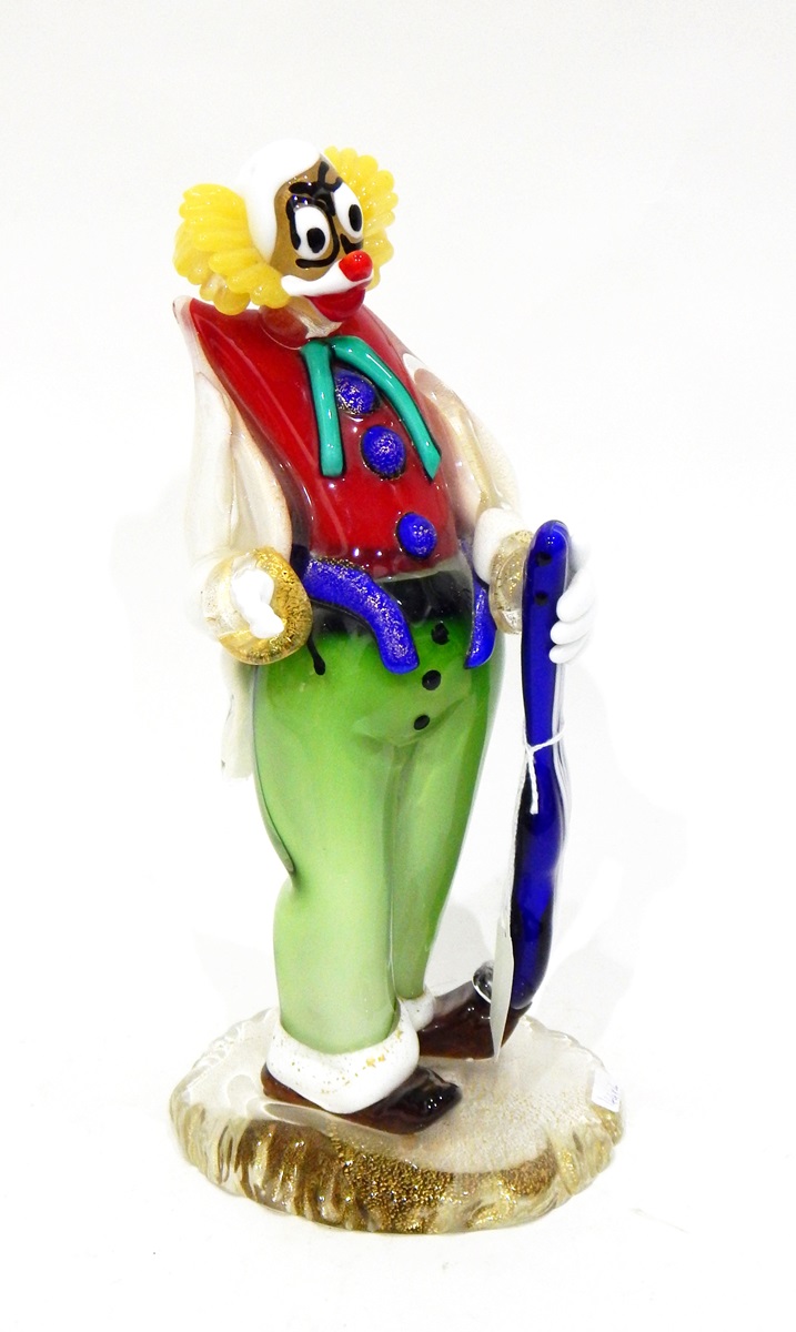 Four Murano glass models, one of a parrot, 34cm high, one of a clown (hand missing), 33cm high, - Image 4 of 5