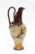 Royal Doulton stoneware ewer by Florence Barlow with raised and stylised foliate decoration,