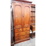 Victorian mahogany linenpress, with straight moulded cornice,