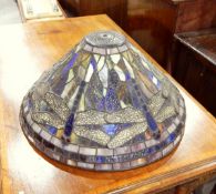 Modern Tiffany-style glass light shade, the leaded glass with dragonfly decoration,