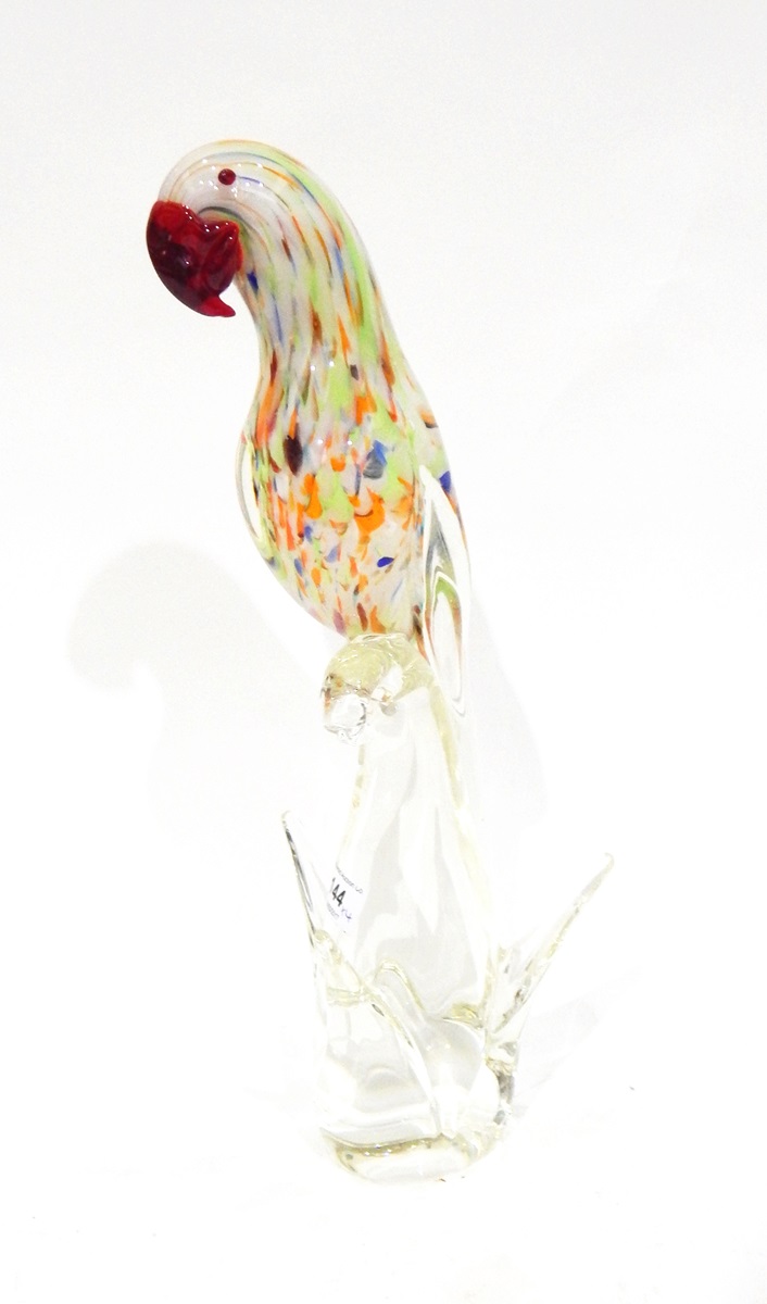 Four Murano glass models, one of a parrot, 34cm high, one of a clown (hand missing), 33cm high, - Image 5 of 5