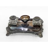 Victorian silver plated inkstand,