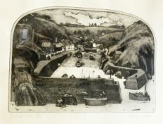 Graham Clarke Limited edition etching and aquatint Mullion Cove, 181 out of 350, 28 x 40cm approx.
