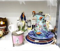 Collection of 19th century Staffordshire figures including highwayman Tom King,