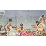 After Sir William Russell Flint Colour print four nude females beside sea,