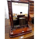 Victorian mahogany swing frame dressing table mirror, the rectangular plate with scroll supports,