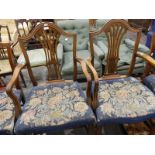 Set of six reproduction Hepplewhite-style mahogany dining chairs with pierced vase splats (6)