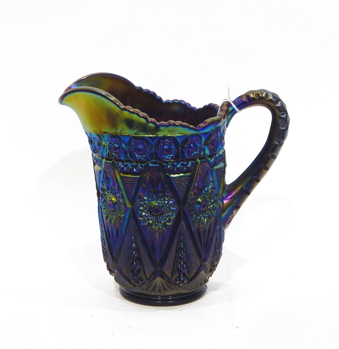 Imperial Diamond Lace purple carnival glass jug and a matching set of six tumblers (7) - Image 2 of 3