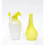 Late Victorian Stevens & Williams verre de soie yellow glass vase of bottle form with satin finish,