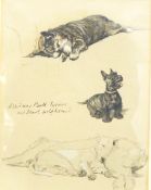 After Cecil Aldin Colour print Bull terrier and and Scottie in chair,