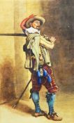 19th century continental school Watercolour drawing "The Musketeer", portrait of man,