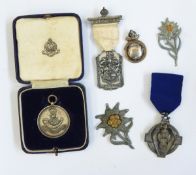 Masonic silver 1914-18 medal modelled with an angel and inscribed 'W Bro. H. Buckland-Jones no.