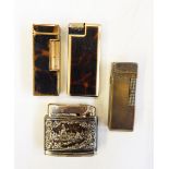 Dunhill silver plated pocket lighter of rectangular engine-turned form,