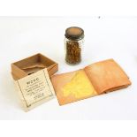 Box of sundry gold scrap pieces, gold leaf,