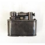Large Dunhill silver plated table lighter with engine-turned decoration, patent no.