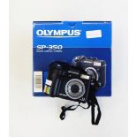 Olympus SP350 digital compact camera with its original box, accessories, manual,