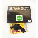 Tempest air pistol by Webley, in original box with a 22 blank firing defender air pistol,