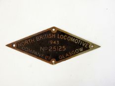 North British Locomotive Company Limited, Glasgow locomotive plate 1943, no.