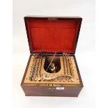 Watchmaker's staking tool with accessories, all fitted in Victorian mother-of-pearl inlaid box,